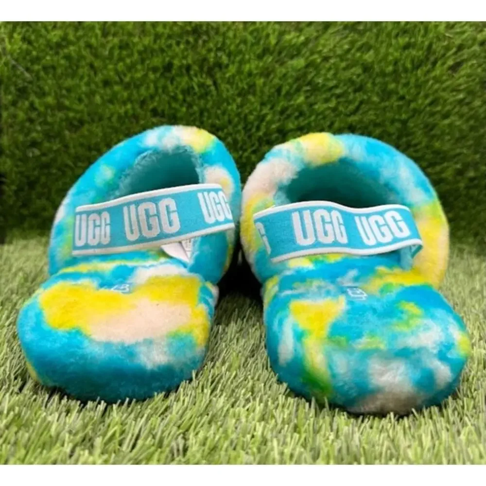 UGG Kids Fluff Yeah Slide Oasis Blue Slippers 1123636K – Size 6
